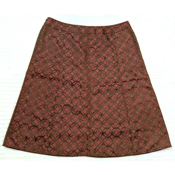 i.e. Petite A Line Skirt Boho Knee Length Waist Band Invisible Zipper Size 12P - Picture 2 of 4